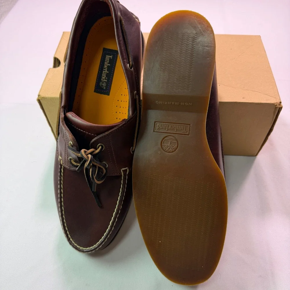 Timberland Mens Classic Boat Shoes Rootbeer Brown Leather Deck Shoes Size 14